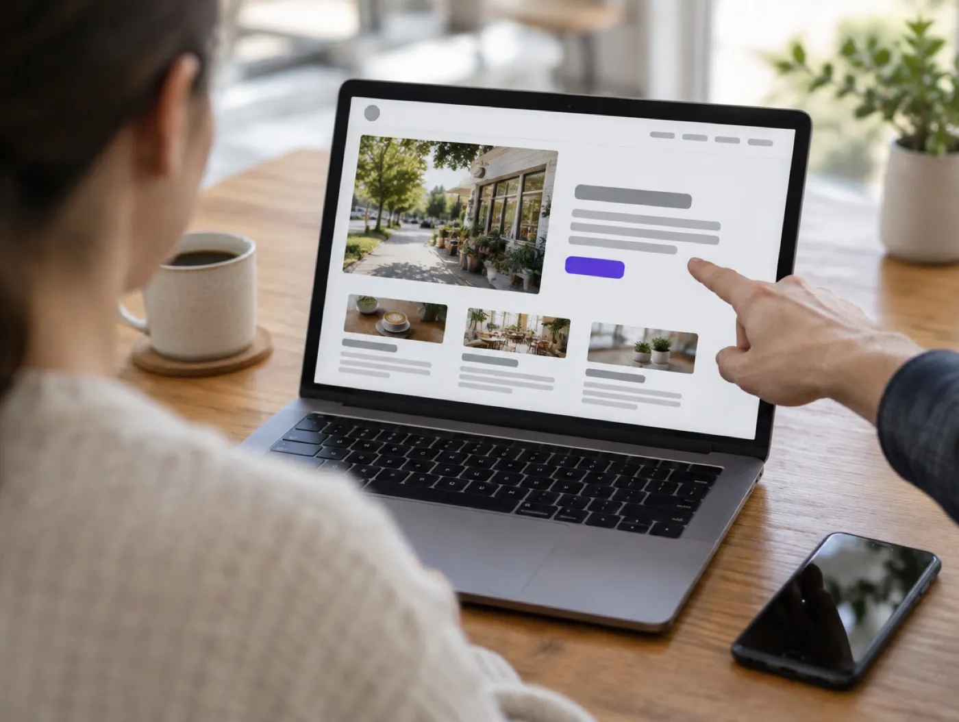 A website design open on a laptop
